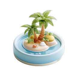 Tropical Island Pool Clay Icon - Miniature Paradise