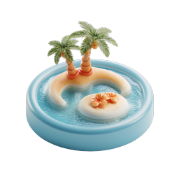 Tropical Island Pool Clay 3D Icon for Travel & Vacation Apps