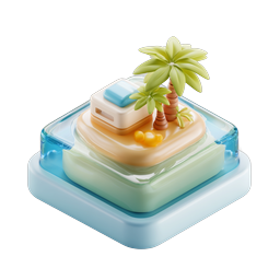 Tropical Island Resort 3D Icon for Travel & Vacation Apps