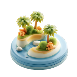 Tropical Island Scene 3D Icon - Paradise Paradise Design