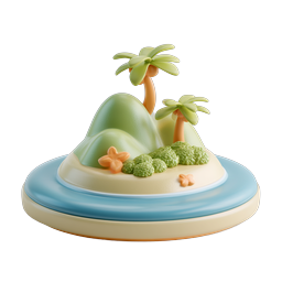 Tropical Island Paradise 3D Clay Icon - Cute Mini Scene