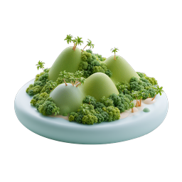 Tropical Island 3D Clay Icon - Paradise Scene