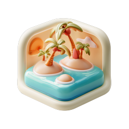 Tropical Island Paradise 3D Clay Icon