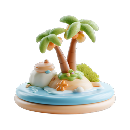 Tropical Island Paradise 3D Clay Icon