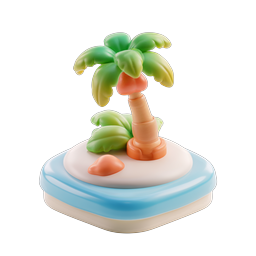 Tropical Island 3D Clay Icon - Palm Tree Paradise