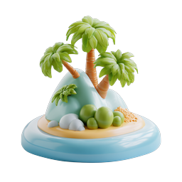 Tropical Island Scene 3D Clay-Style Icon