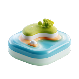 Tropical Island 3D Icon - Miniature Paradise Design