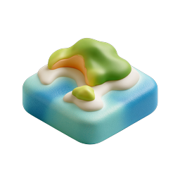 열대 섬 화산 3D 클레이 아이콘