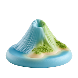 Icona 3D di vulcano su isola tropicale - Montagna del paradiso