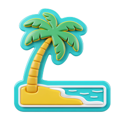 Tropical Palm Beach 3D Clay Icon for Travel Apps