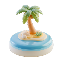 Tropical Palm Tree Island 3D Clay Icon | Vacation Paradise