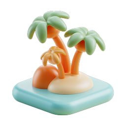 Tropical Palm Island 3D Icon - Clay Style Beach Design