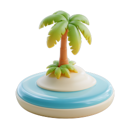Tropical Palm Tree Island 3D Clay Icon