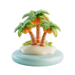 Tropical Palm Island 3D Clay Icon for Vacation Themes