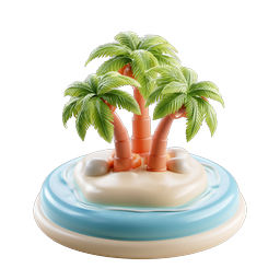 Tropical Palm Tree Island 3D Icon - Paradise Design