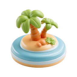 Tropical Palm Tree Island 3D Clay Icon | Vacation & Travel