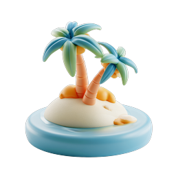 Tropical Palm Tree Island Clay Style 3D Icon