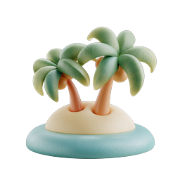 Tropical Palm Island Clay Icon - 3D Beach Scene