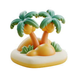 Tropical Palm Island 3D Icon - Beach Paradise