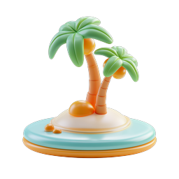 Tropical Palm Island 3D Icon - Beach Paradise Design