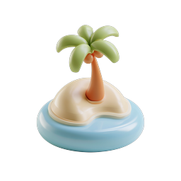 Tropical Palm Tree Island 3D Clay Icon