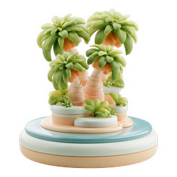 Tropical Palm Island 3D Clay Icon - Paradise Diorama