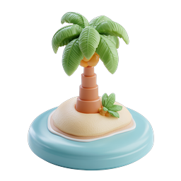 Tropical Palm Tree Island 3D Icon