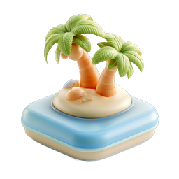 Tropical Palm Island 3D Icon - Paradise Beach Design