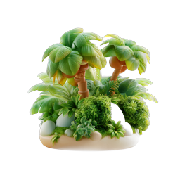 Tropical Palm Paradise 3D Icon - Miniature Island Scene