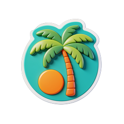 Tropical Palm Tree Clay-Style 3D Icon