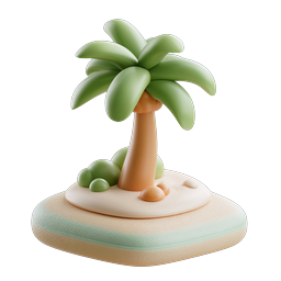 Tropical Palm Tree Island Clay 3D Icon