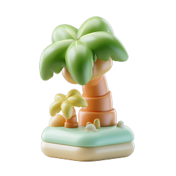Tropical Palm Tree Island 3D Clay Icon