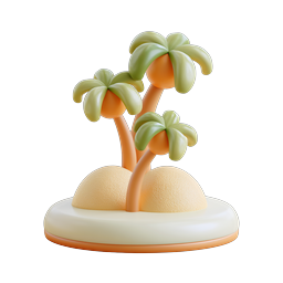Tropical Palm Trees 3D Clay Icon - Island Paradise