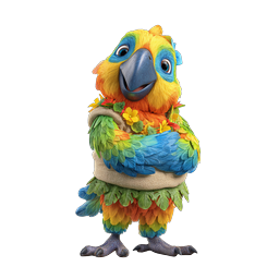 Tropical Parrot Character 3D Icon | Colorful Bird Mascot