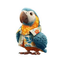 Tropical Parrot in Hawaiian Shirt - 3D Rendered Icon