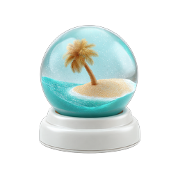 Tropical Snow Globe with Palm Tree Island