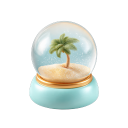 Tropical Palm Tree Snow Globe Icon - 3D Render