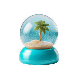 Tropical Beach Snow Globe Icon - 3D Rendered