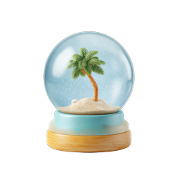 Tropical Snow Globe 3D Icon | Palm Tree Beach Scene