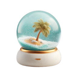 Tropical Snow Globe Icon - 3D Realistic Render