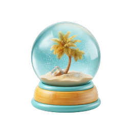 Tropical Beach Snow Globe 3D Icon - Paradise in Glass