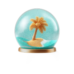 Tropical Snow Globe Icon - Miniature Beach Paradise