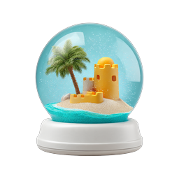Tropical Snow Globe Icon | Beach Paradise 3D Illustration