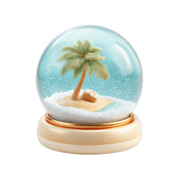 Tropical Snow Globe Icon - Beach Paradise 3D Illustration