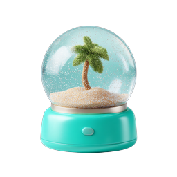 Tropical Palm Tree Snow Globe Icon - 3D Realistic Design
