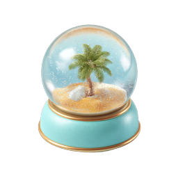Tropical Snow Globe Icon | 3D Rendered Beach Scene
