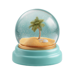 Tropical Beach Snow Globe 3D Icon - Paradise in Glass