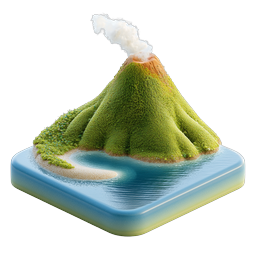 Tropical Volcano Island 3D Nature Icon