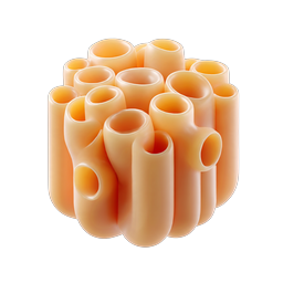 Tube Coral Cluster 3D Icon | Organic Tubular Design