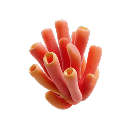 Vibrant Orange Tube Coral 3D Icon | Marine Life